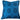 Blue pillow with circular pattern on a white background