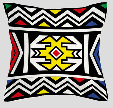 African Print Ndebele Radiance Cushions Red, Blue, White 50cm x 50cm
