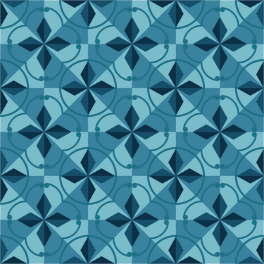 Wallpaper consisting of diamond and triangle shapes in 4 brown colours, ranging from dark blue to light blue, all joined together making a continuous seamless pattern.