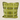 Front view of the square green NIZARRA Sepedi-inspired cushion featuring olive, dark green and cream geometric motifs.
