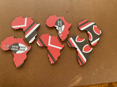 MoTSO DeSIGNED African Map Handmade Coasters Black Red