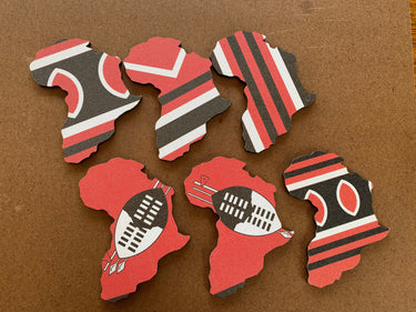 MoTSO DeSIGNED African Map Handmade Coasters Red Black