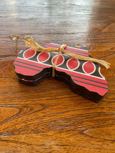 MoTSO DeSIGNED African Map Handmade Coasters Red