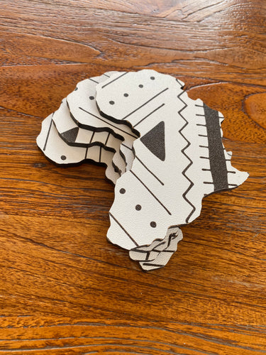 MoTSO DeSIGNED African Map Handmade Coasters White