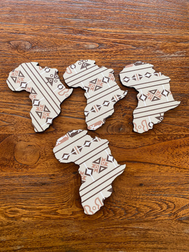 MoTSO DeSIGNED African Map Handmade Coasters Brown Sepedi