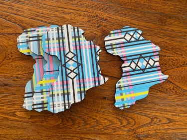 MoTSO DeSIGNED African Map Handmade Coasters Blue