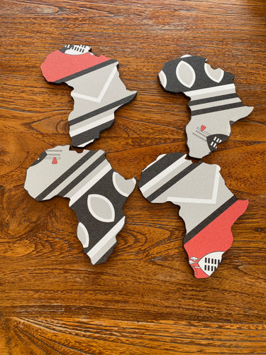 MoTSO DeSIGNED African Map Handmade Coasters Black White Red