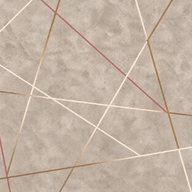 Close-up of NIZARRA Crossline 02 Stone wallpaper showing a softly textured warm greige background with intersecting diagonal lines in ivory, bronze and muted dusty rose.