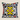 Square NIZARRA Ndebele-inspired cushion with bold black and white geometric patterns, a yellow central motif, red diamond detail, and blue and green accents on a cream background.