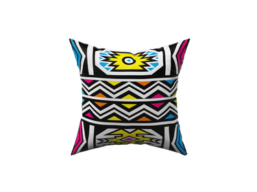 African Print Ndebele Inspired Cushions Pink, Yellow, Black 60cm x 60cm