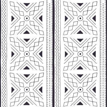 African Mud Cloth Inspired Wallpaper Mduara White