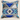 Front view of a square NIZARRA cushion with a Zulu bead-inspired geometric pattern in cobalt blue, turquoise, black, grey and white.